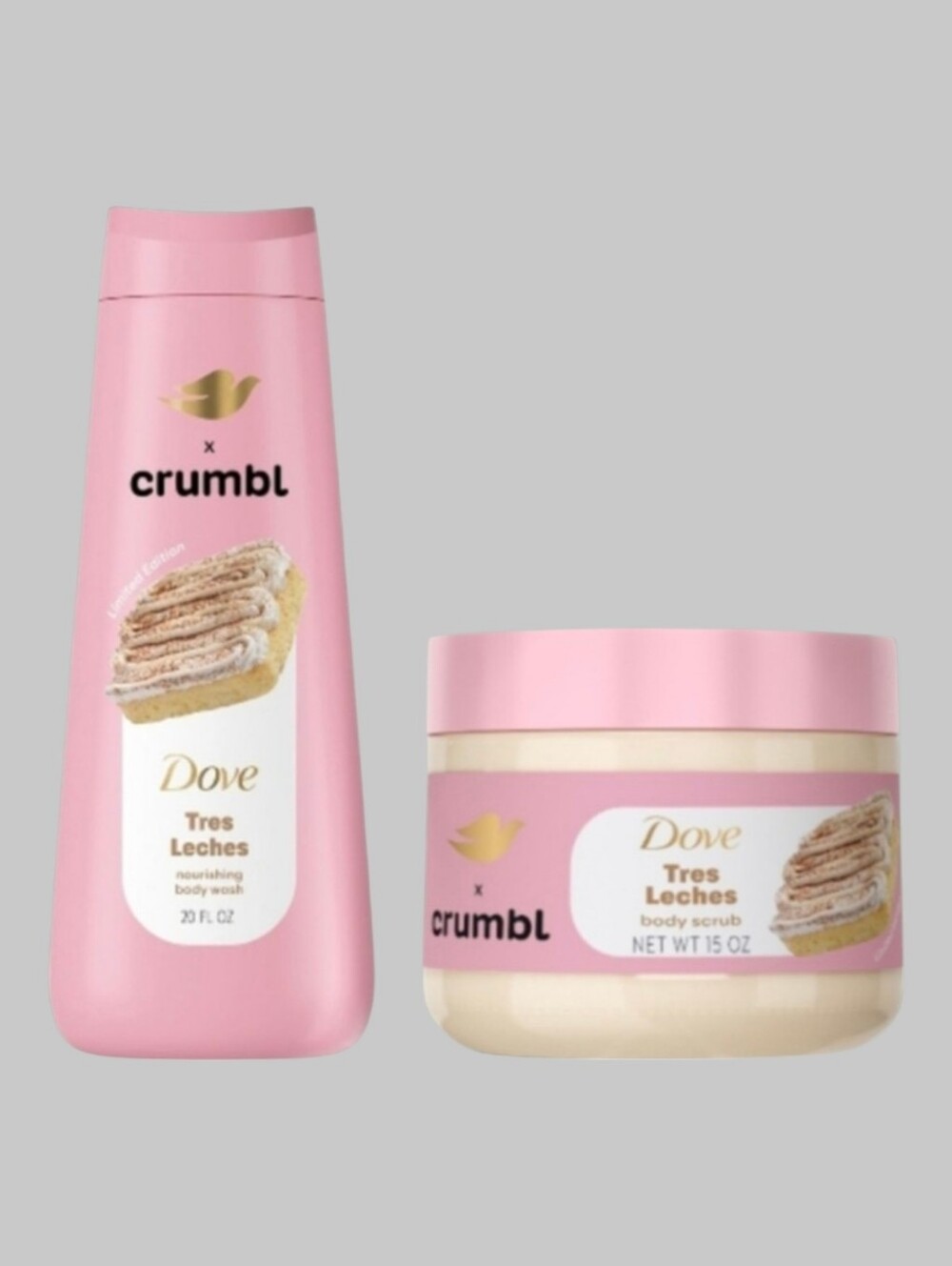 NEW Dove x Crumbl Tres Leches Limited Edition Body Wash & Scrub Set